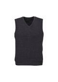 Mens Wool Blend V Neck Vest Sleeveless Double Knit  - Charcoal - 5X-Large