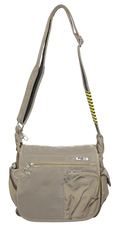 FIB Mens Flapover Shoulder Bag Cross Body Travel Satchel Shoulder Strap - Sand