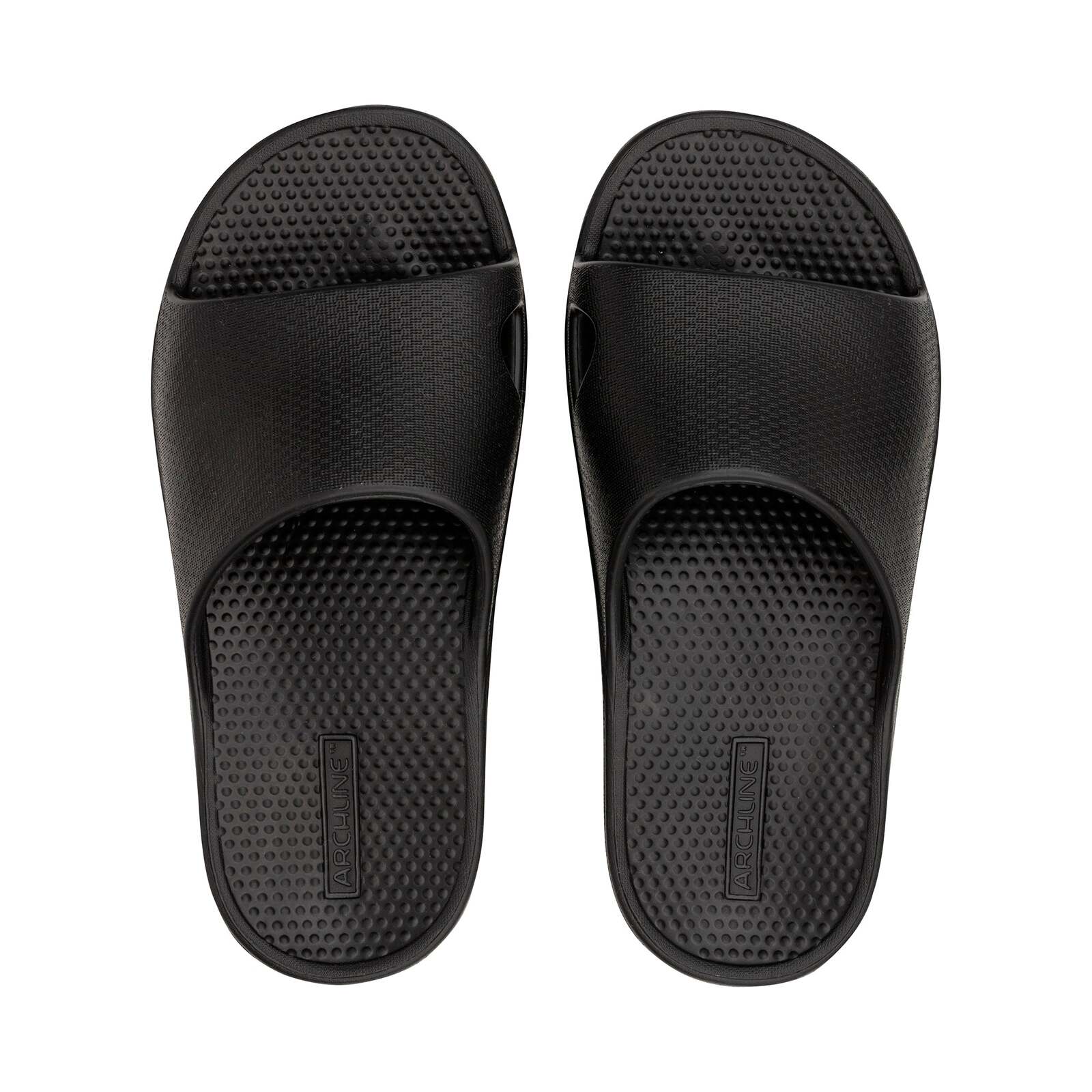 Archline Rebound Orthotic Slides Flip Flop Thongs Slip On Arch Support - Black - Euro 36