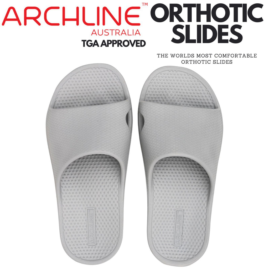 Archline Rebound Orthotic Slides Flip Flop Thongs Slip On Arch Support - Stone Grey - Euro 36