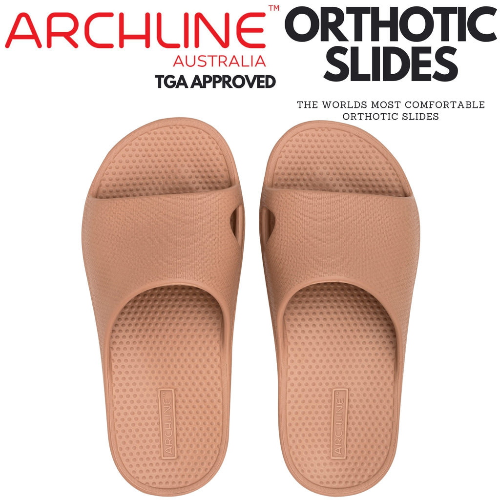 Archline Rebound Orthotic Slides Flip Flop Thongs Slip On Arch Support - Putty - Euro 37