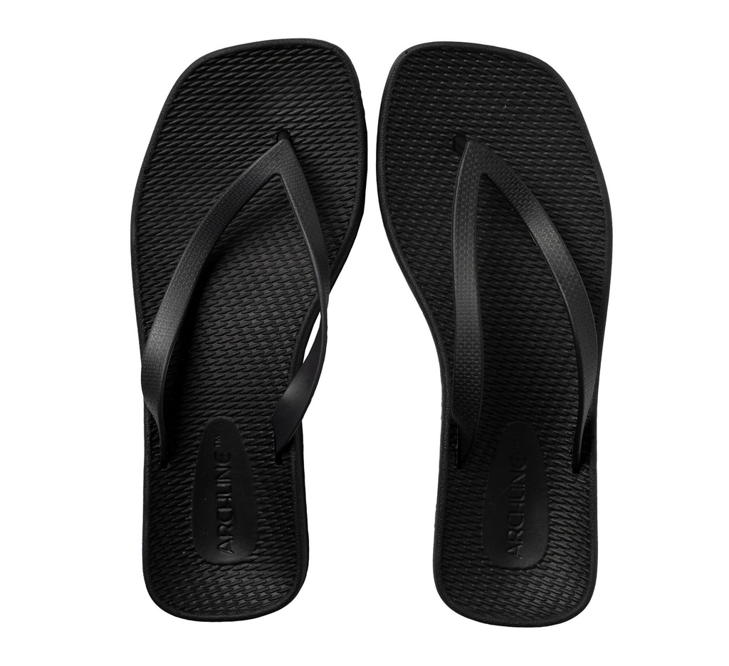 ARCHLINE Breeze Arch Support Orthotic Thongs Flip Flops Arch Support - Black - 38 EUR (Womens 7US/Mens 5US)