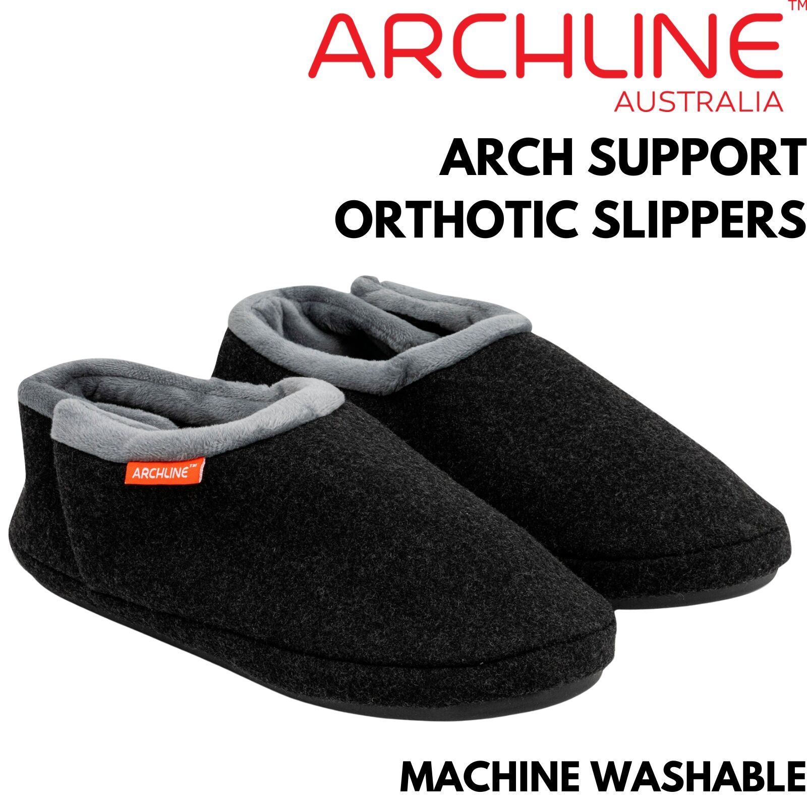 ARCHLINE Orthotic Slippers CLOSED Arch Scuffs Orthopedic Moccasins Shoes in Charcoal Marle - EUR 35