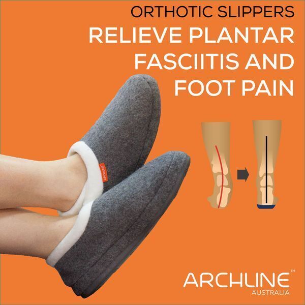 ARCHLINE Orthotic Slippers CLOSED Arch Scuffs Orthopedic Moccasins Shoes in Charcoal Marle - EUR 36