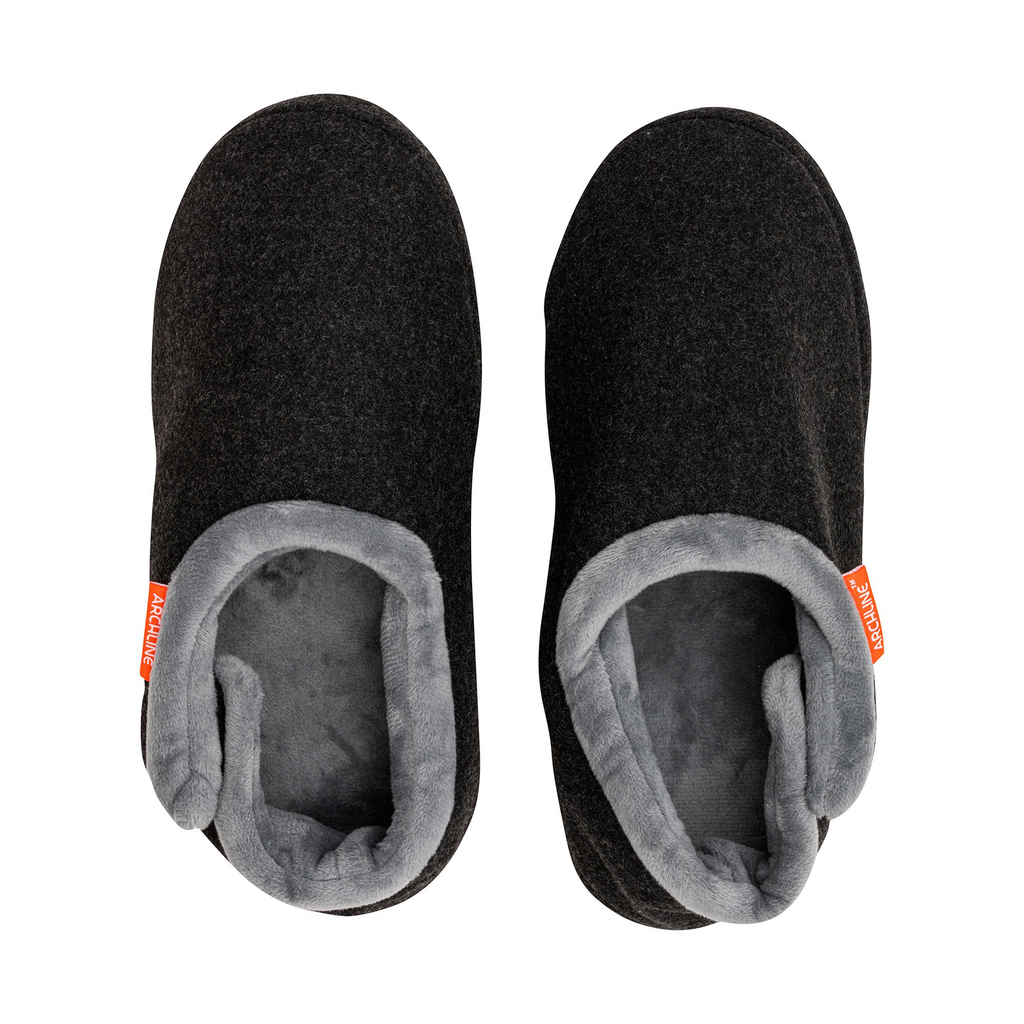 ARCHLINE Orthotic Slippers CLOSED Arch Scuffs Orthopedic Moccasins Shoes in Charcoal Marle - EUR 37