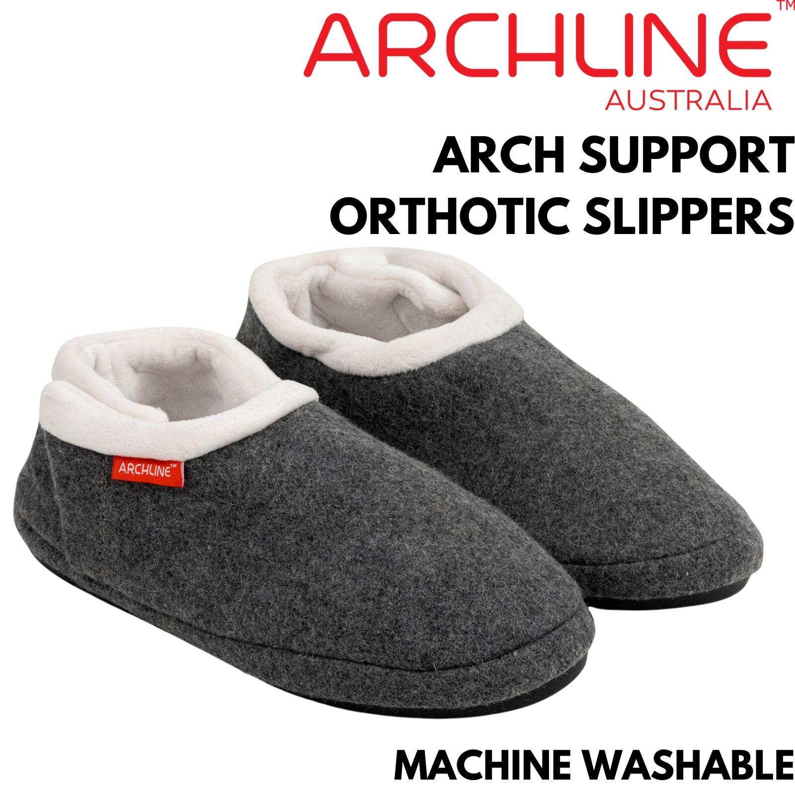 ARCHLINE Orthotic Slippers CLOSED Arch Scuffs Orthopedic Moccasins Shoes in Grey Marle - EUR 37