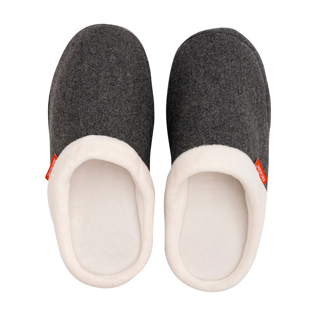 ARCHLINE Orthotic Slippers Slip On Arch Scuffs Orthopedic Moccasins in Grey Marle - EUR 35
