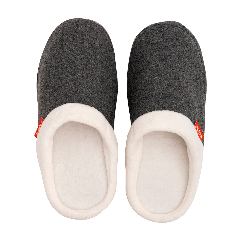 ARCHLINE Orthotic Slippers Slip On Arch Scuffs Orthopedic Moccasins in Grey Marle - EUR 44