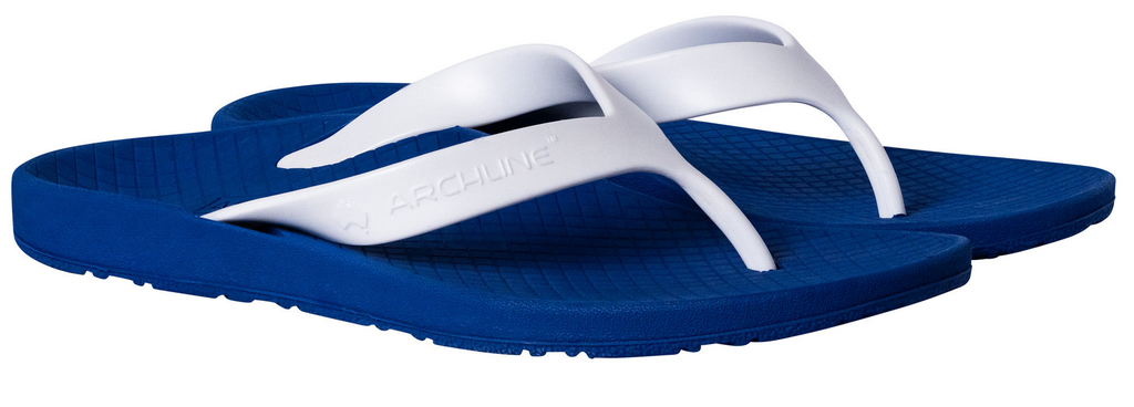 ARCHLINE Orthotic Thongs Arch Support Shoes Footwear Flip Flops Orthopedic - Blue/White  - EUR 46