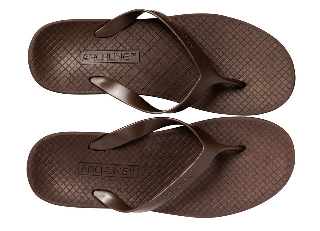 ARCHLINE Orthotic Thongs Arch Support Shoes Footwear Flip Flops Orthopedic - Brown/Brown - EUR 36