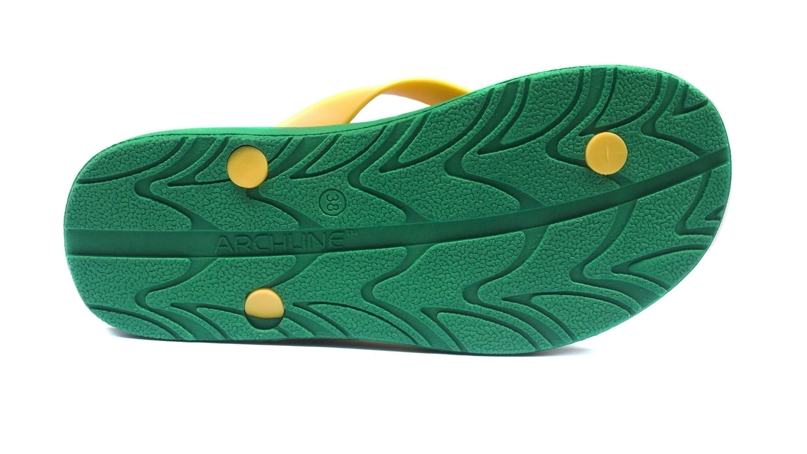 ARCHLINE Orthotic Thongs Arch Support Shoes Footwear Flip Flops Orthopedic - Green/Gold - EUR 47