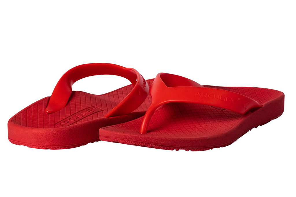 ARCHLINE Orthotic Thongs Arch Support Shoes Footwear Flip Flops Orthopedic - Red/Red  - EUR 43