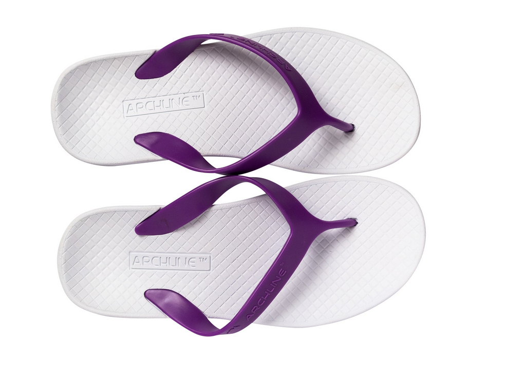 ARCHLINE Orthotic Thongs Arch Support Shoes Footwear Flip Flops Orthopedic - White/Fuchsia - EUR 36