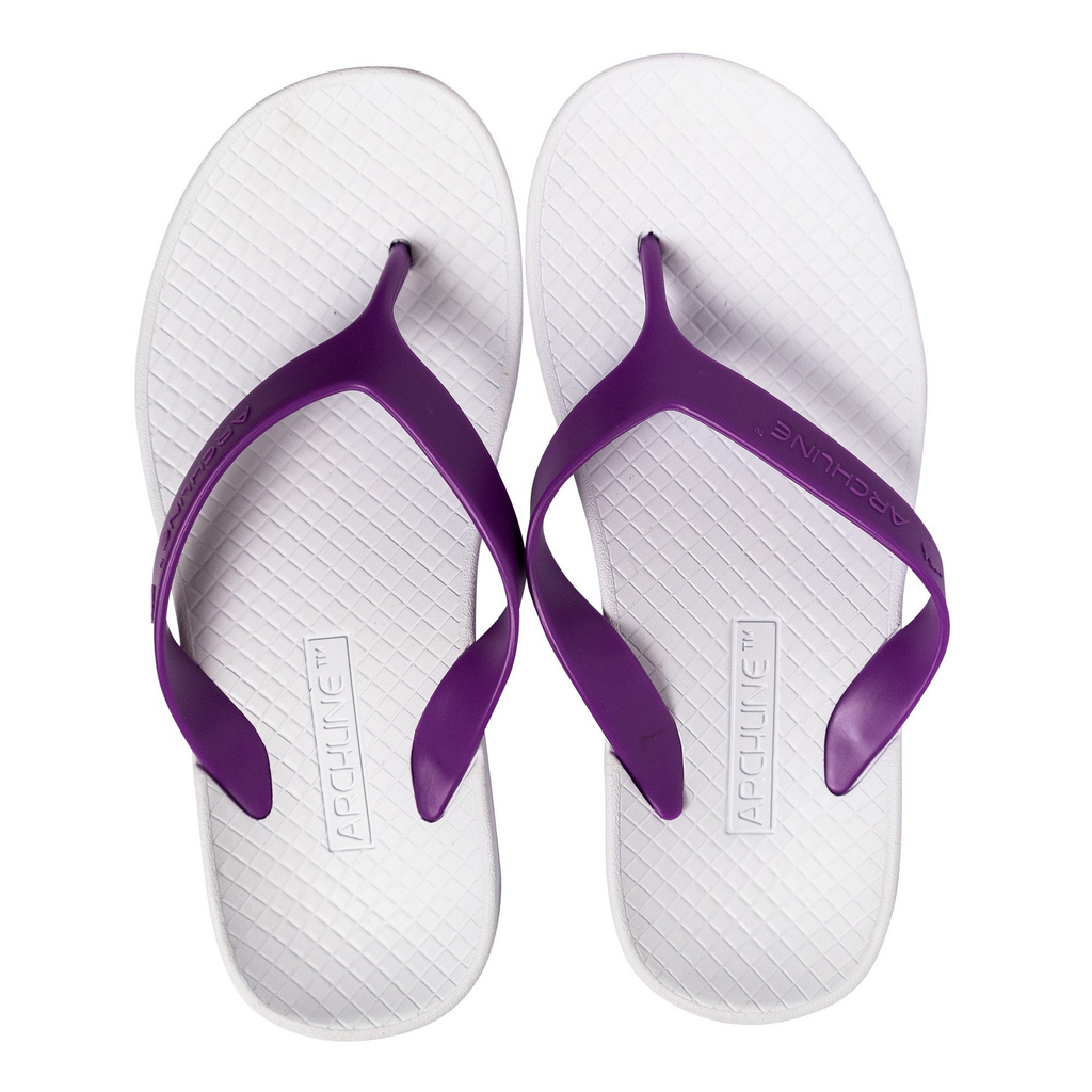 ARCHLINE Orthotic Thongs Arch Support Shoes Footwear Flip Flops Orthopedic - White/Fuchsia - EUR 38