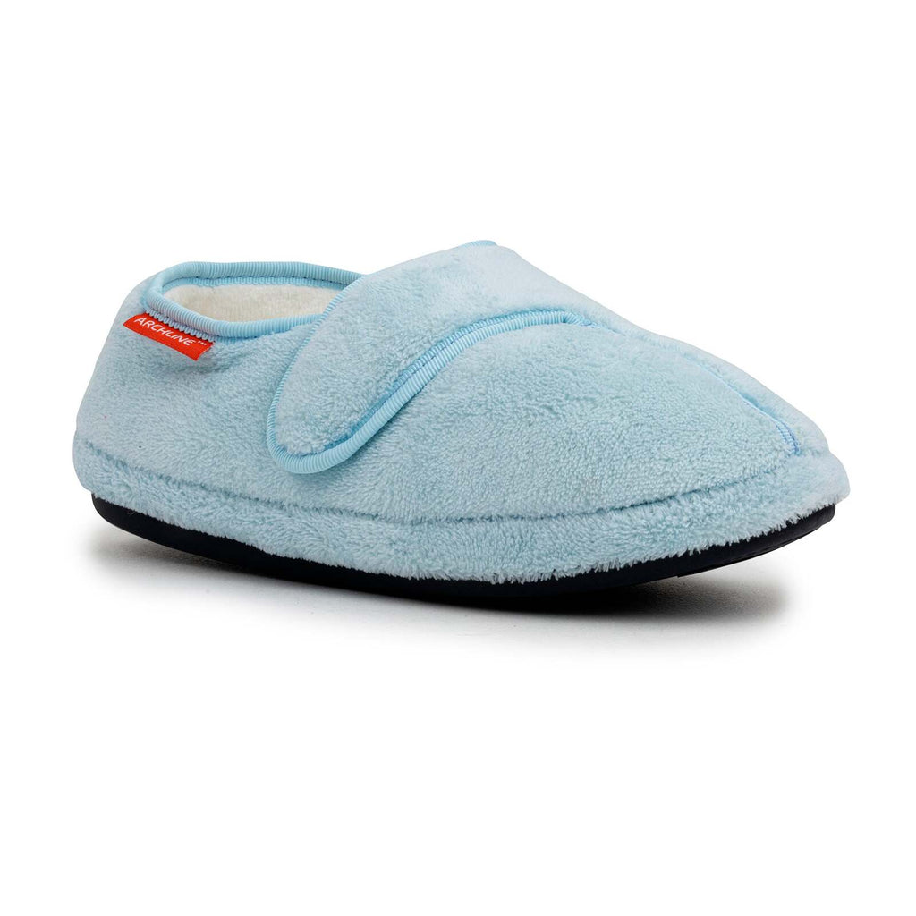 ARCHLINE Orthotic Plus Slippers Closed Scuffs Pain Relief Moccasins - Baby Blue - EU 43