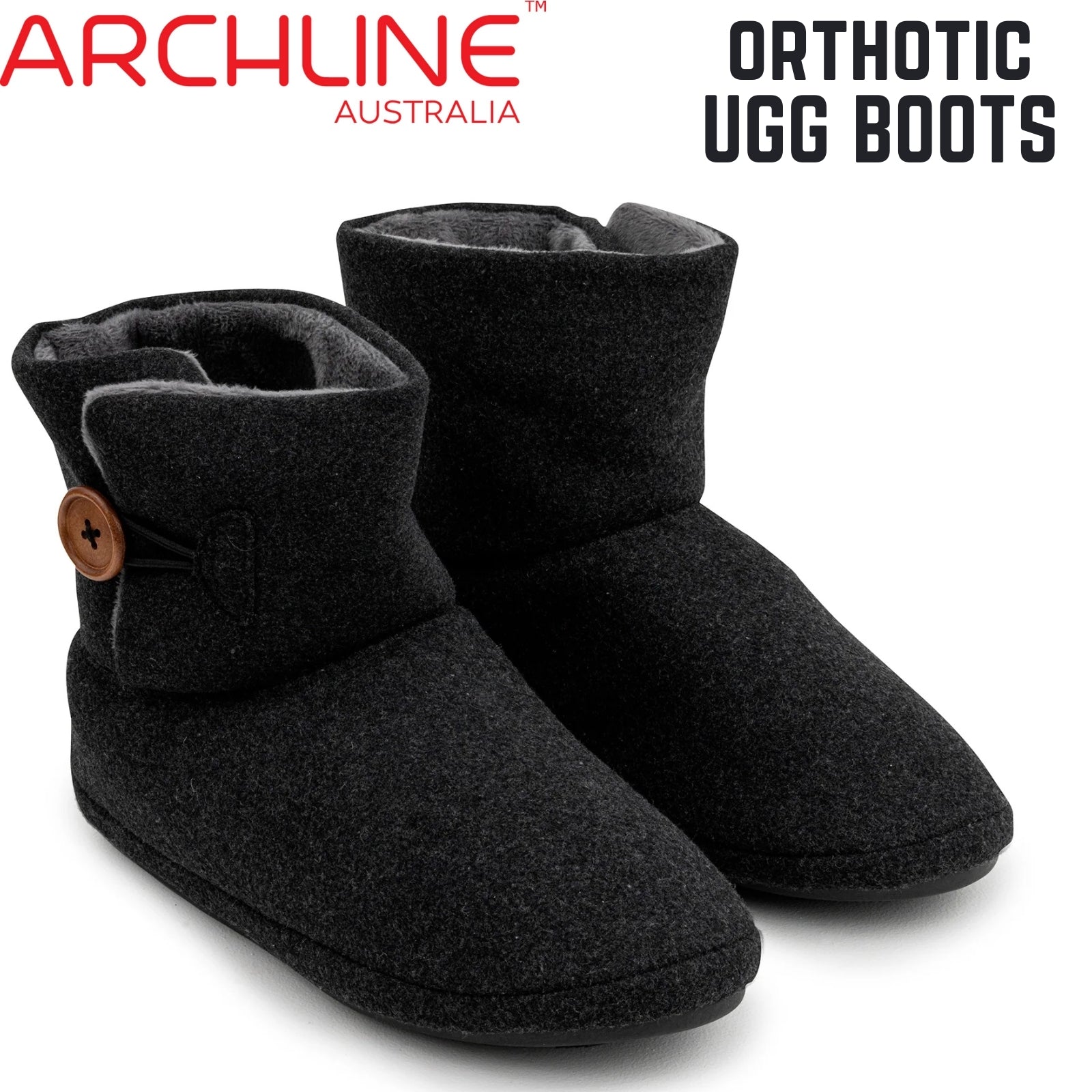 Archline Orthotic UGG Boots Slippers Arch Support Warm Orthopedic Shoes - Charcoal - EUR 43 (Women's US 12/Men's US 10)