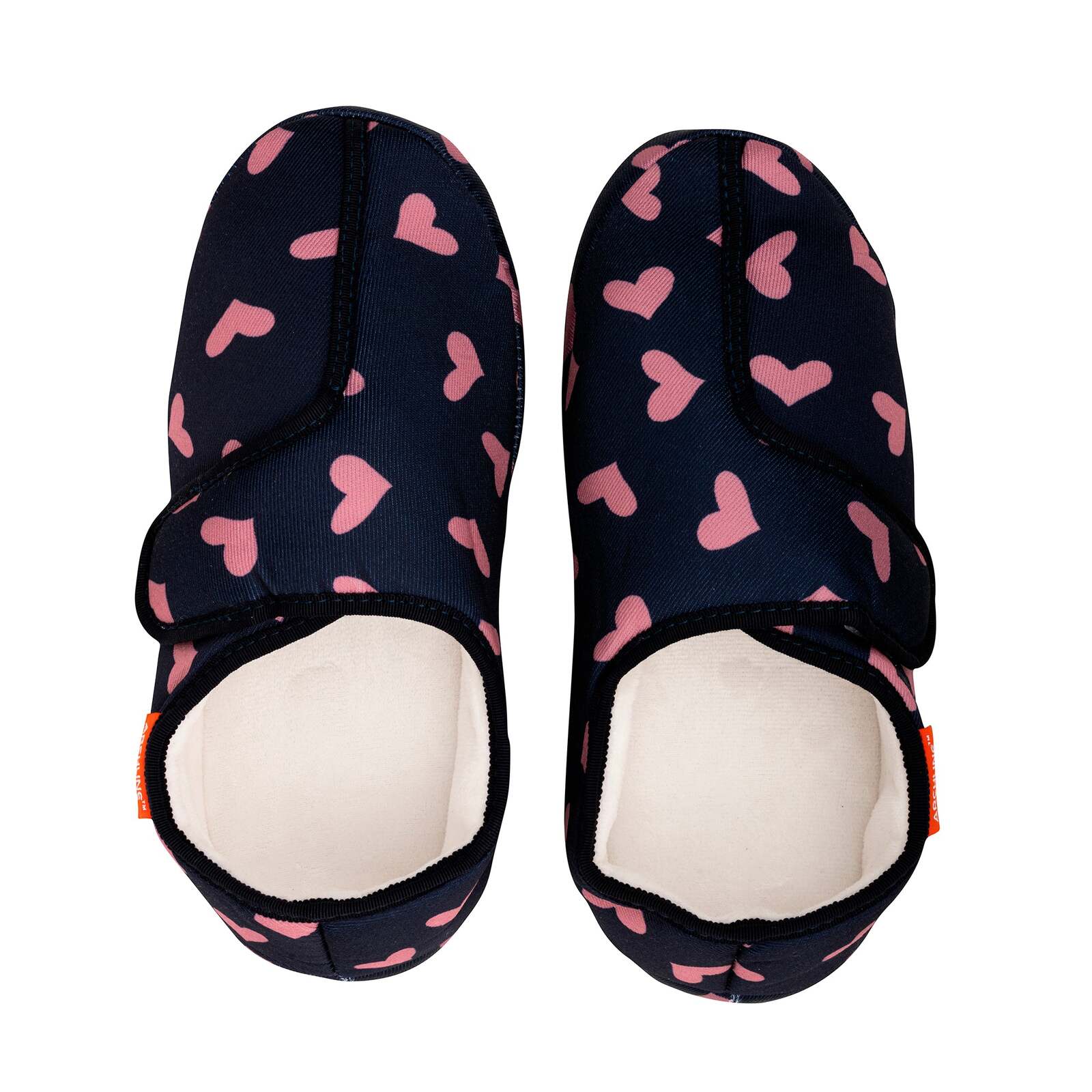 ARCHLINE Orthotic Plus Slippers Closed Scuffs Pain Relief Moccasins - Navy Hearts - EU 43