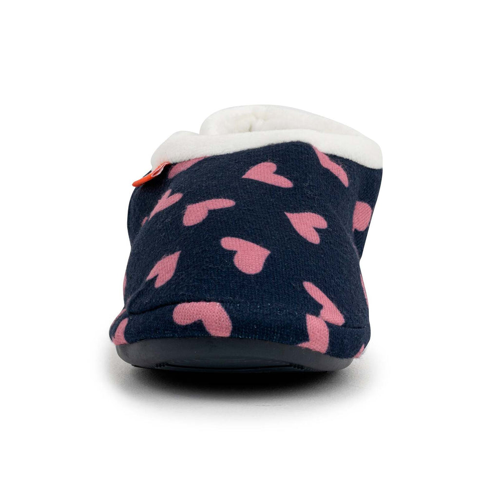 ARCHLINE Orthotic Slippers CLOSED Arch Scuffs Moccasins Pain Relief in Navy Hearts - EUR36