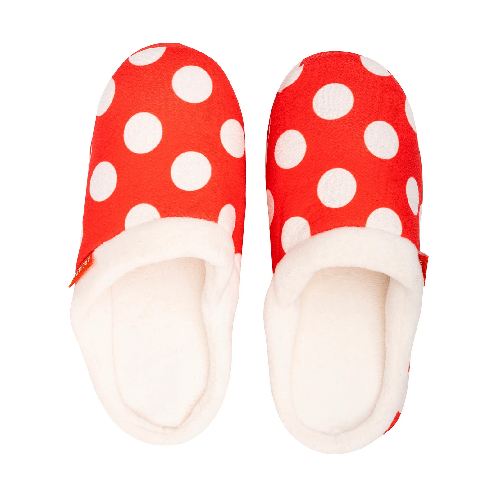 ARCHLINE Orthotic Slippers Slip On Scuffs Pain Relief Moccasins - Red Polka Dot - EUR 37 (Womens US 6)