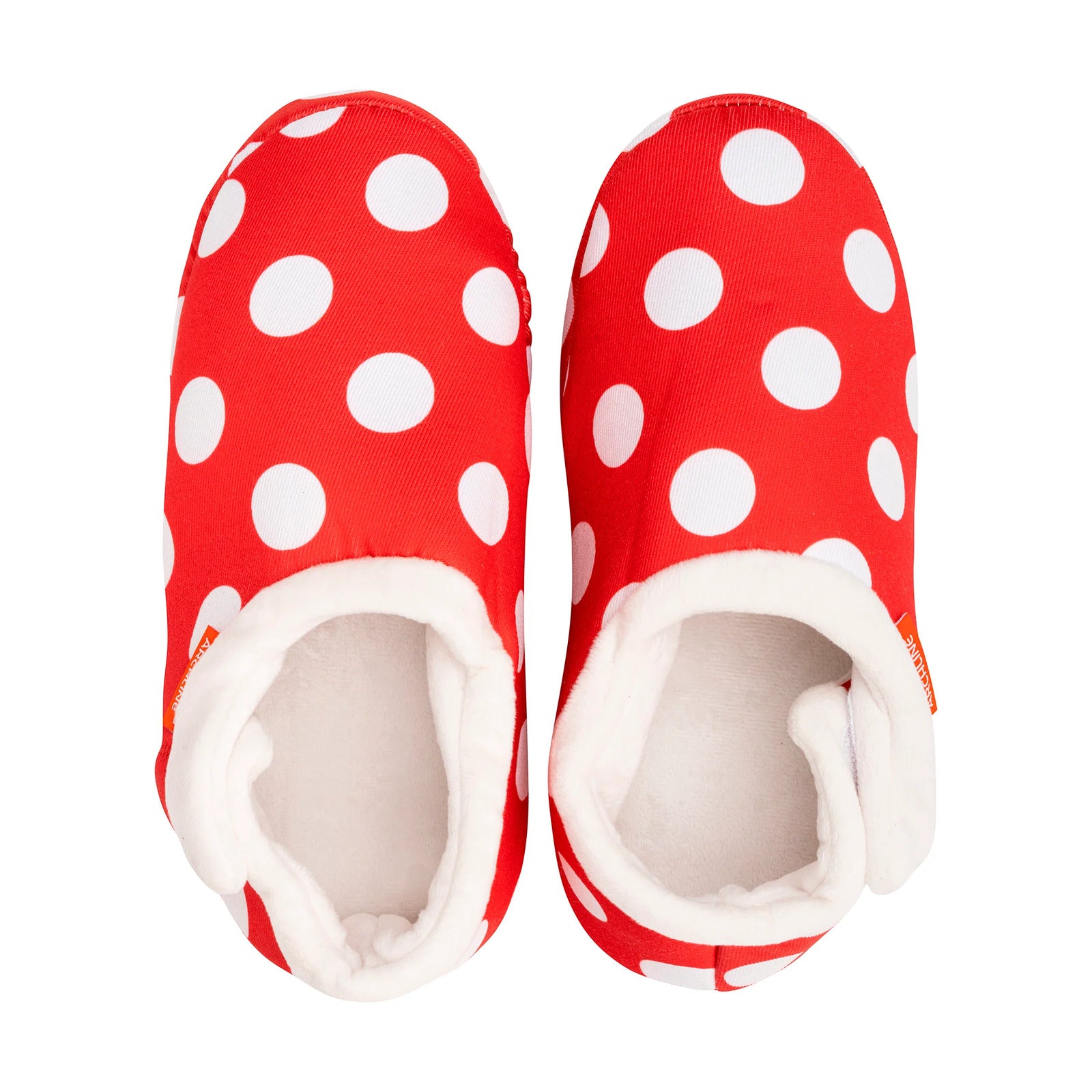 ARCHLINE Orthotic Slippers CLOSED Back Scuffs Moccasins Pain Relief - Red Polka Dots - EUR 39 (Womens US 8)