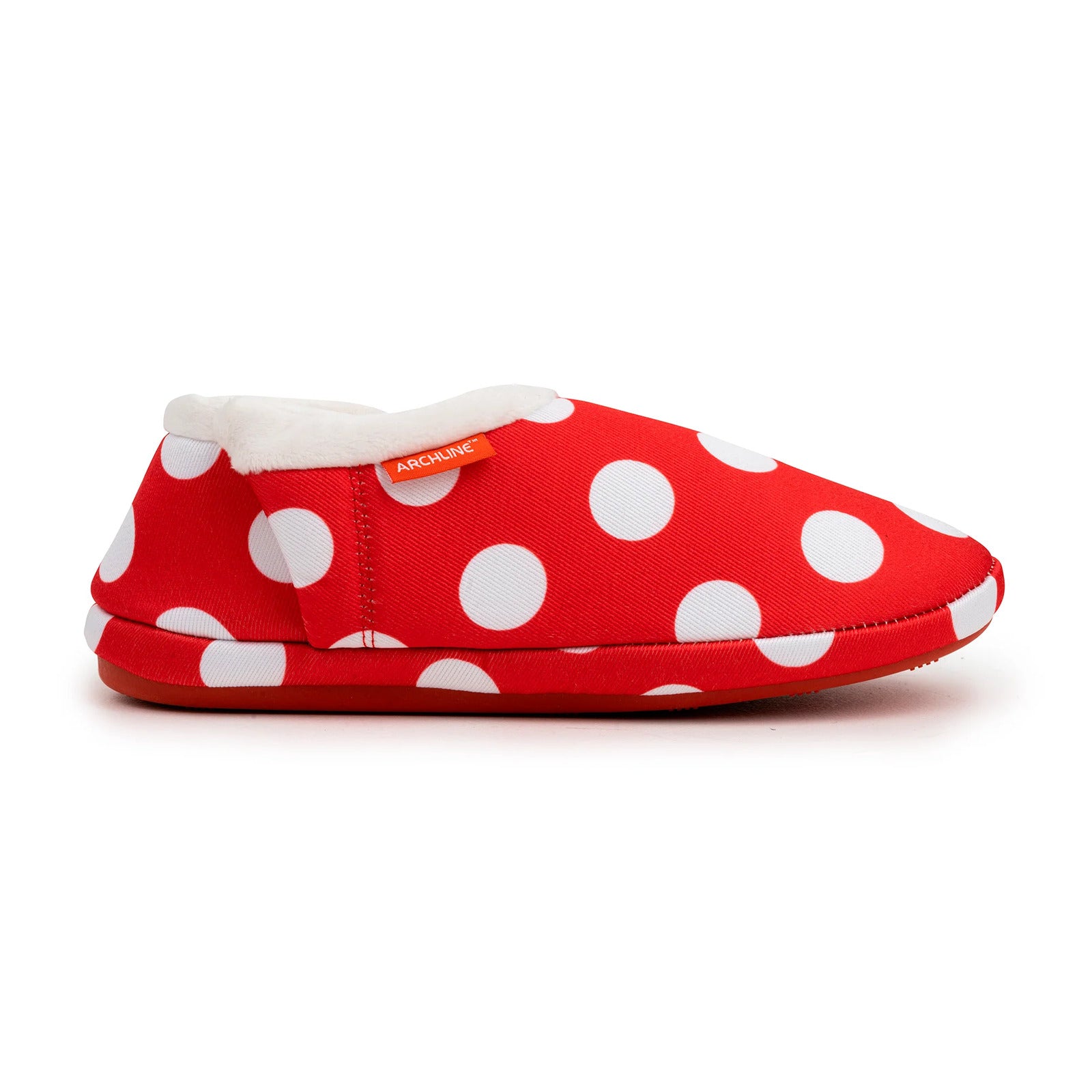 ARCHLINE Orthotic Slippers CLOSED Back Scuffs Moccasins Pain Relief - Red Polka Dots - EUR 39 (Womens US 8)