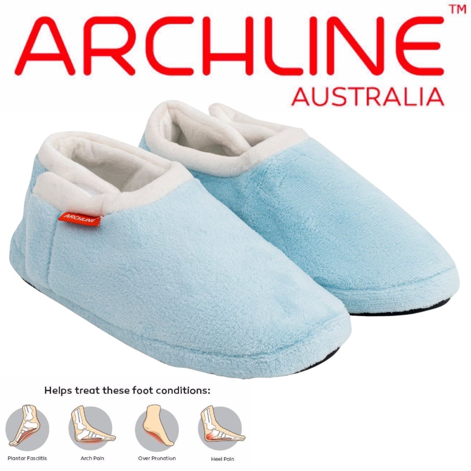 ARCHLINE Orthotic Slippers Closed Scuffs Pain Relief Moccasins - Sky Blue - EUR 38