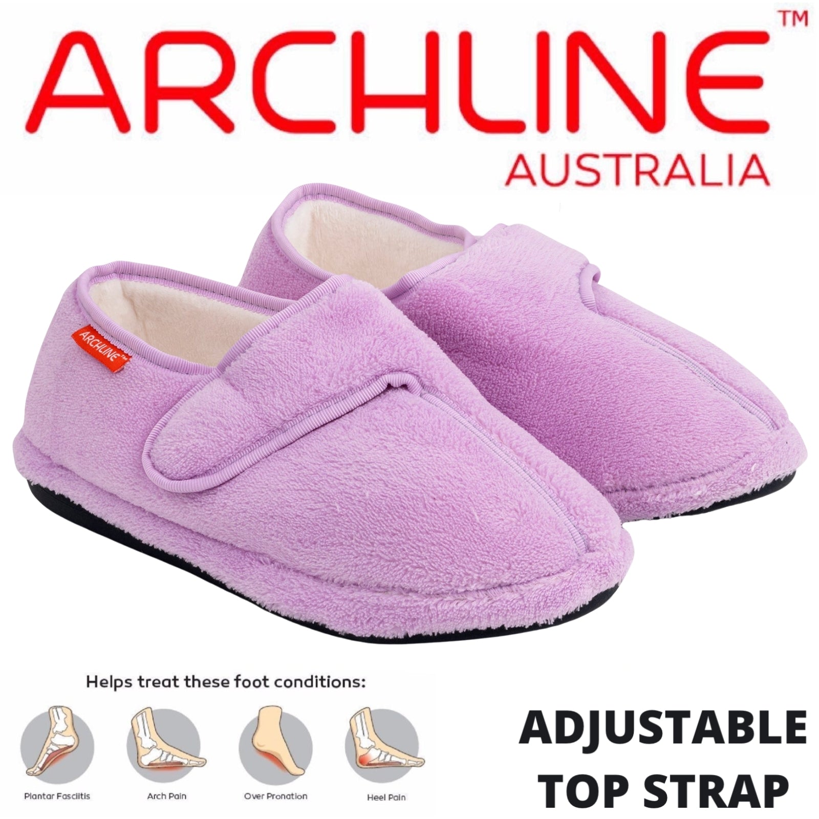 ARCHLINE Orthotic Plus Slippers Closed Scuffs Pain Relief Moccasins - Lilac - EU 35