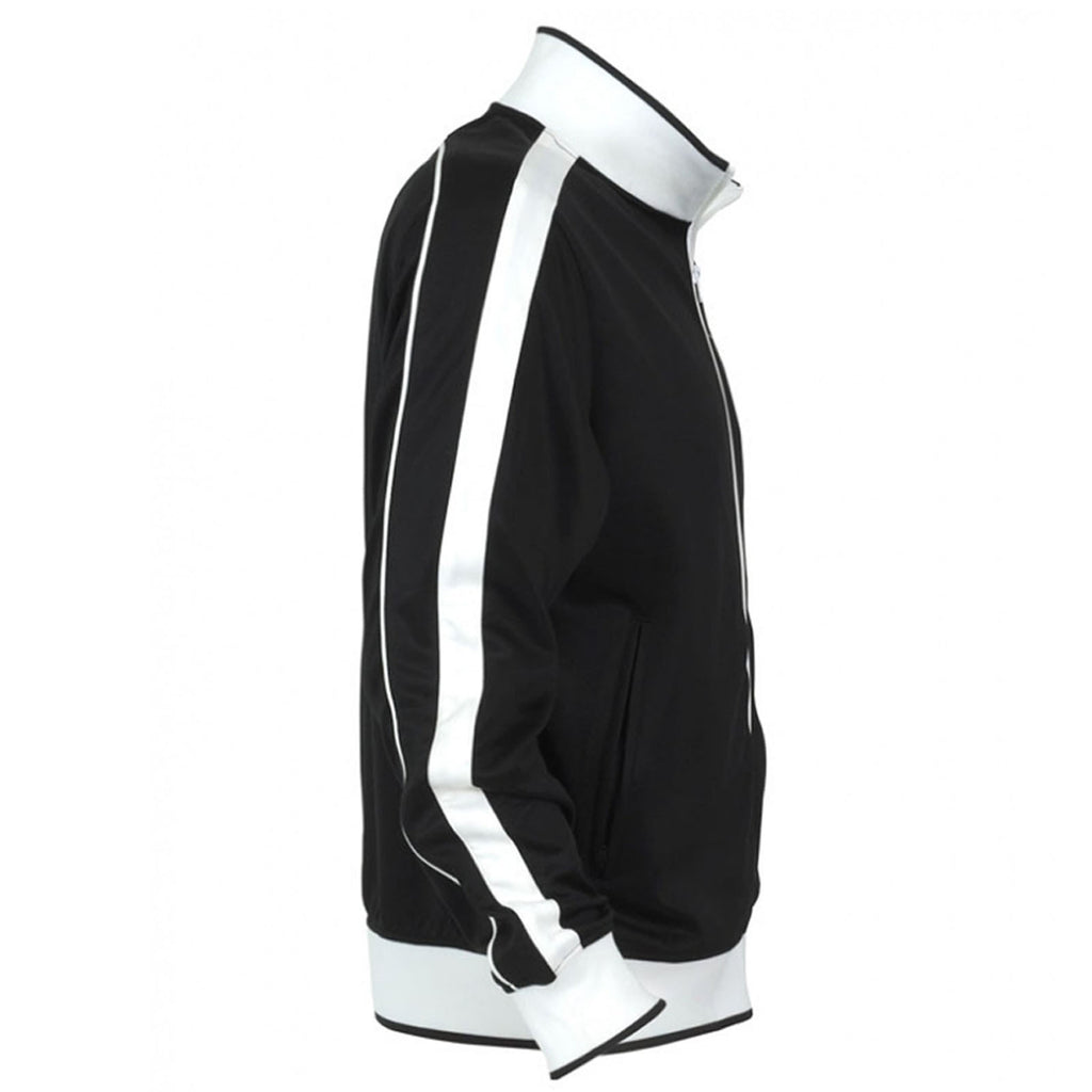 Identitee Ladies Track Top Jacket Tracksuit Warm Winter Full Zip Varsity Jumper - Black/White - M (10-12)
