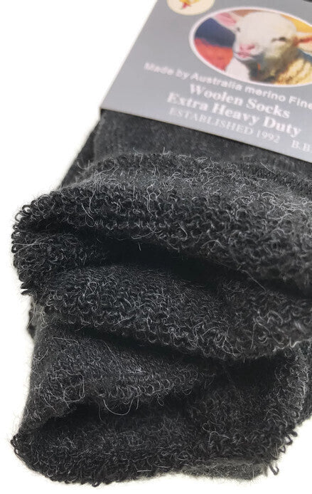 1 Pair Merino Wool Blend Woolen Work Socks Hiking Heavy Duty Warm Winter Thermal - Navy - 7-11