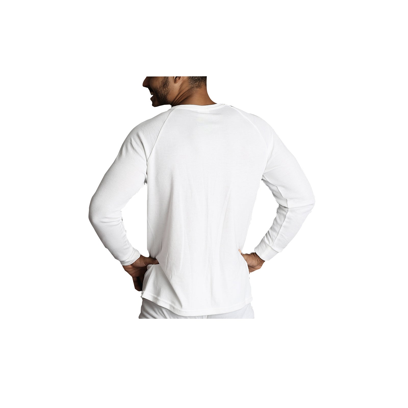 Mens Merino Wool Blend Long Sleeve Thermal Top Underwear Thermals Base Layer - Beige - S