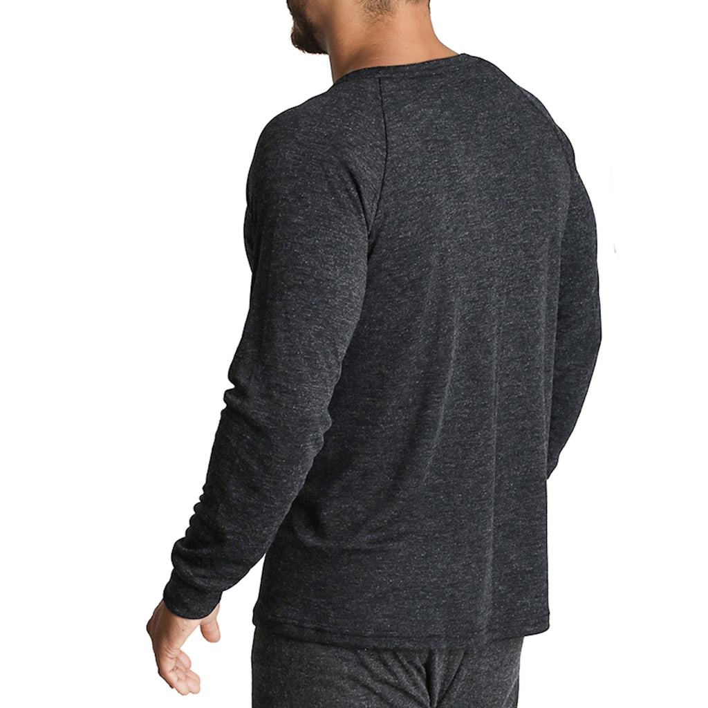 Mens Merino Wool Blend Long Sleeve Thermal Top Underwear Thermals Base Layer - Black - M
