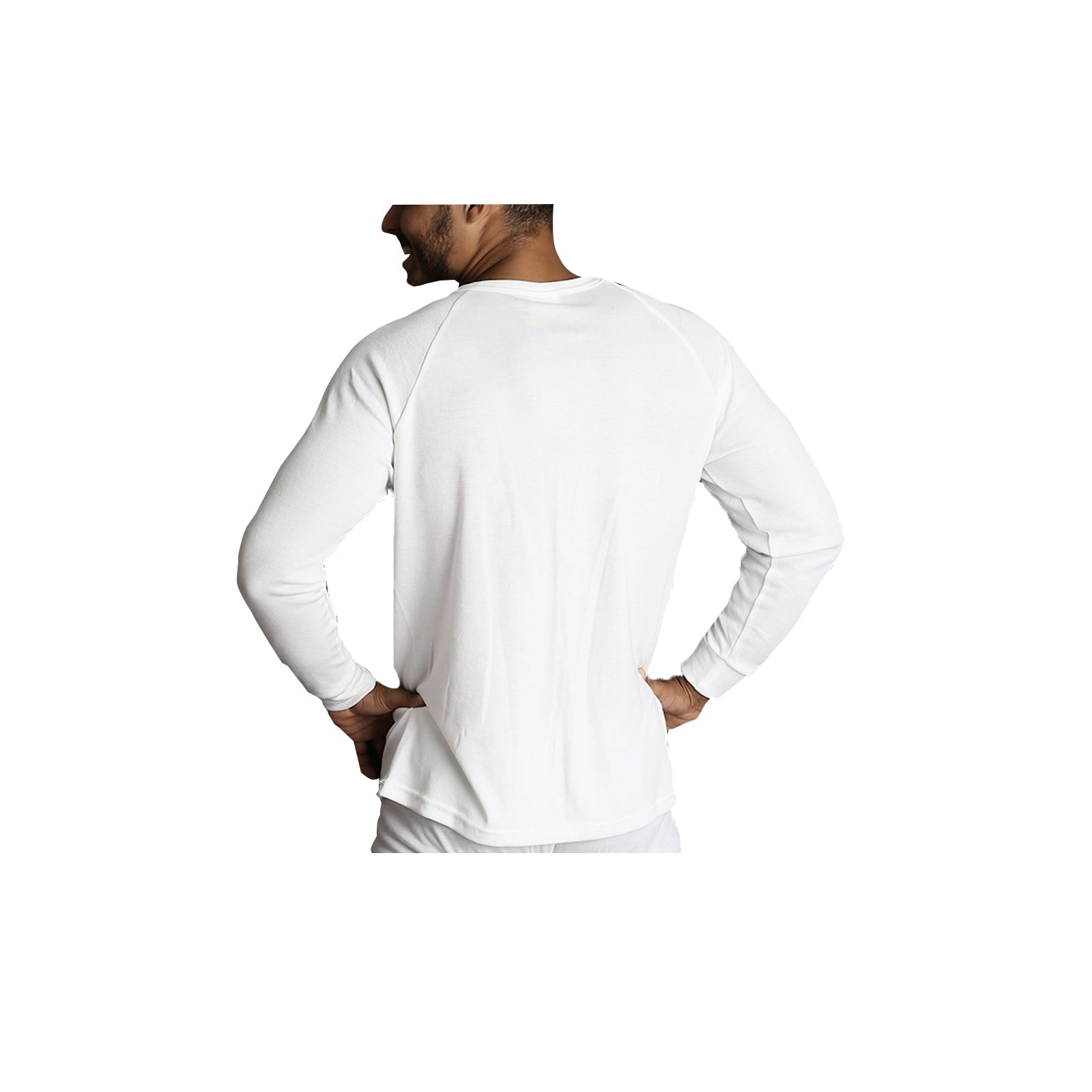 Mens Merino Wool Blend Long Sleeve Thermal Top Underwear Thermals Base Layer - Beige - 3XL
