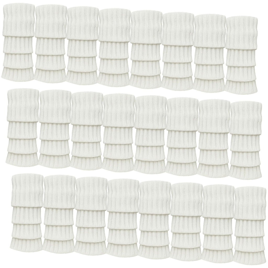 24x Womens Leg Warmers Disco Winter Knit Dance Party Crochet Legging Socks Costume - White