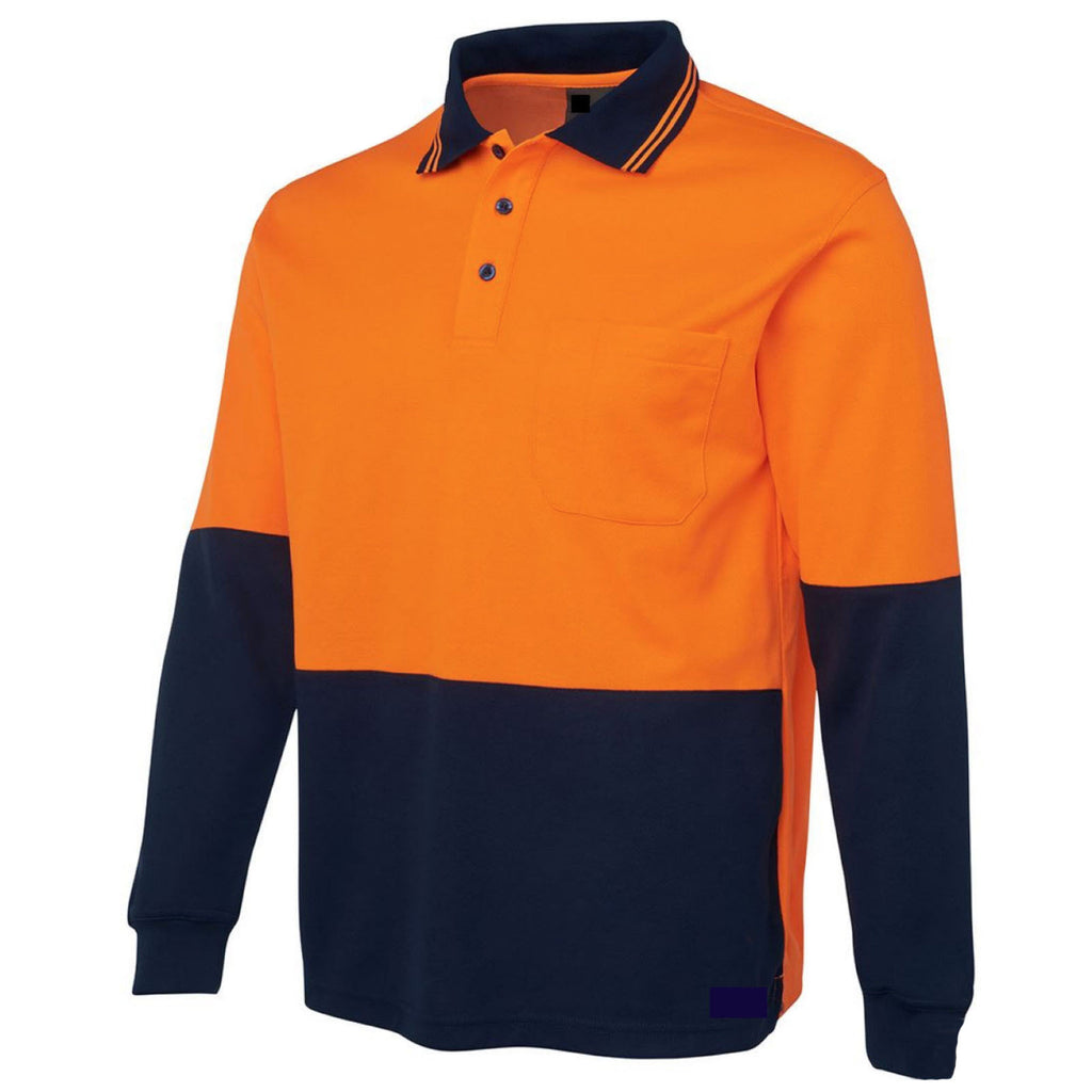 HI VIS LONG SLEEVE POLO SHIRT Top Safety Workwear Fluro Breathable Dry WB - Yellow - XXL