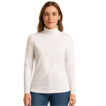 Ladies SKIVVY Womens Long Sleeve Plain Top Warm Turtleneck Cotton High Neck in White - XL
