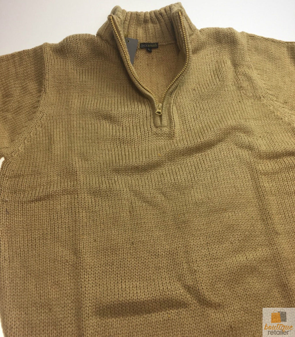 Mens Knit Jumper Pullover Sweater Knitted Casual Stretch Warm Winter  - Half Zip Maize 17 (KW14) - L