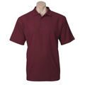 Mens Polo Top Shirt Plain Casual Short Sleeve Pique Knit Basic UPF Rated T-Shirt - Burgundy  - M