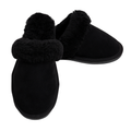 Sheepskin Wool Womens Slippers Scuffs Slip On Winter Ugg Slippers in Black - 9