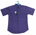 Bisley Mens Short Sleeve Check Shirt Checkered Cotton Blend Casual Business Work - Navy - S