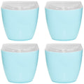 4x Oval Swing Top Waste Rubbish Bin Acrylic Lightweight Compact Bathroom Office in Blue