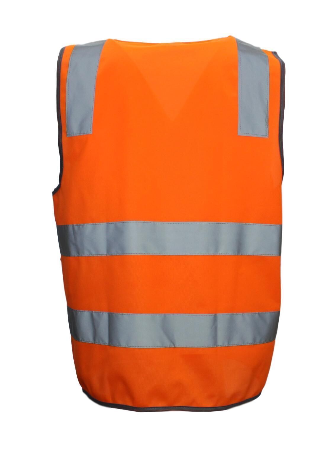 Hi Vis Safety Vest Reflective Tape Zip Up Workwear Pocket High Visibility in Orange - M