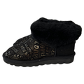 Womens Australian Sheepskin Wool Fur Mini UGG Ankle Boots in Gold Black - 8