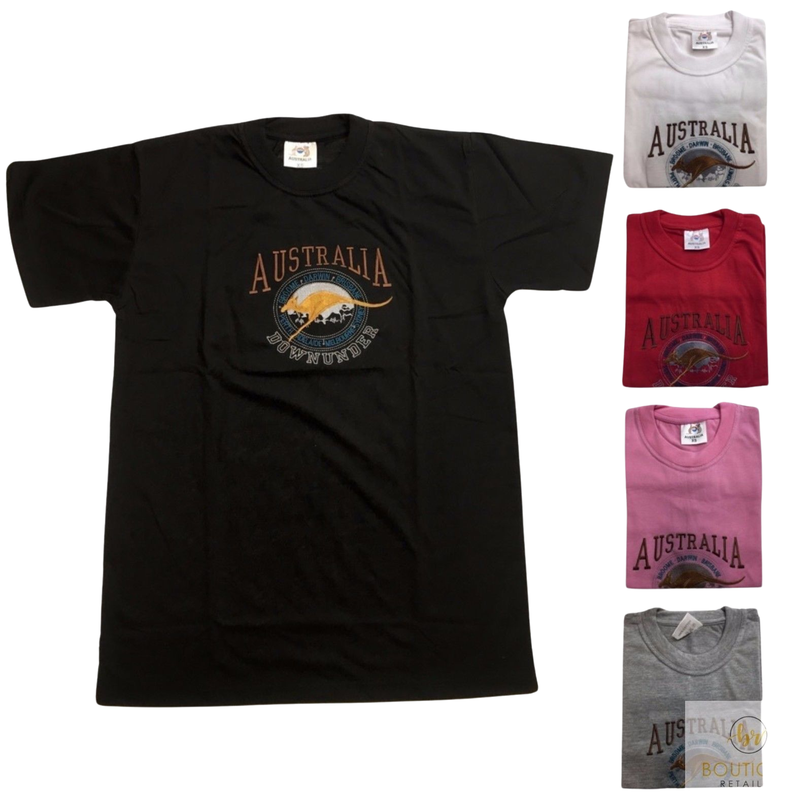 Adult Australia Kangaroo T Shirt Australia Day Souvenir Tee Top 100% Cotton - Grey - XS