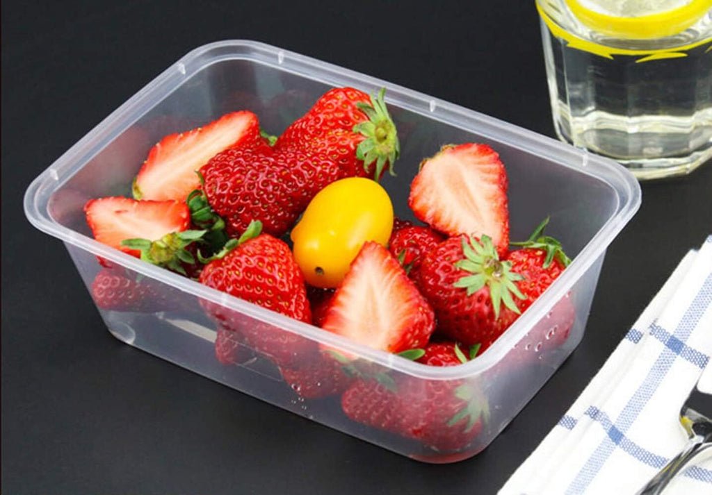 120pcs 1500ml Reusable Food Containers Plastic Storage Meal Prep w/ Lids (217*145*72mm)