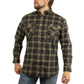 Mens FLANNELETTE SHIRT Check 100% COTTON Flannel Vintage Long Sleeve - 99 (Full Placket) - S
