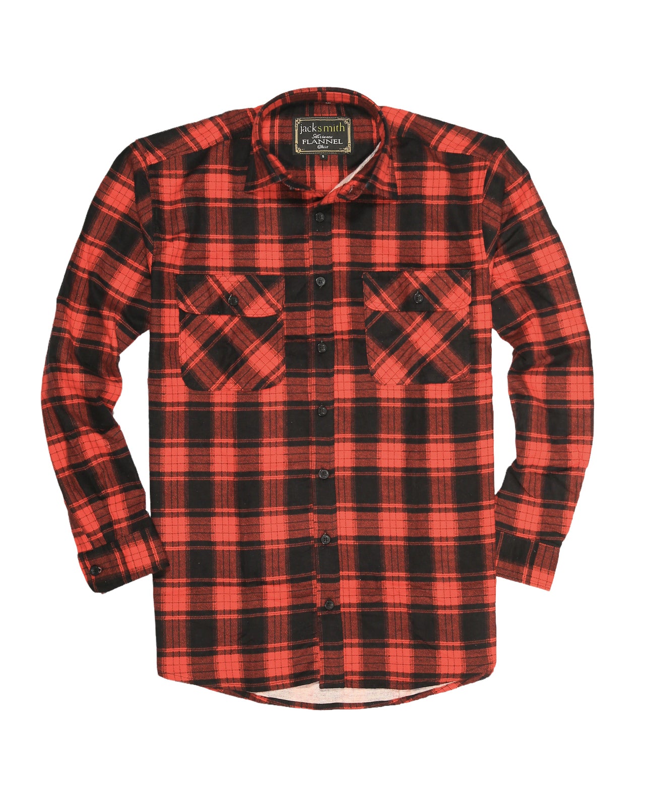 Mens Flannelette Long Sleeve Shirt 100% Cotton Check Authentic Flannel - Full Placket - Red - XXL