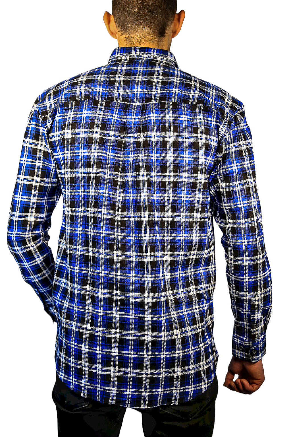 Mens 100% Cotton Flannelette Shirt Long Sleeve Check Authentic Flannel - Denim - 3XL