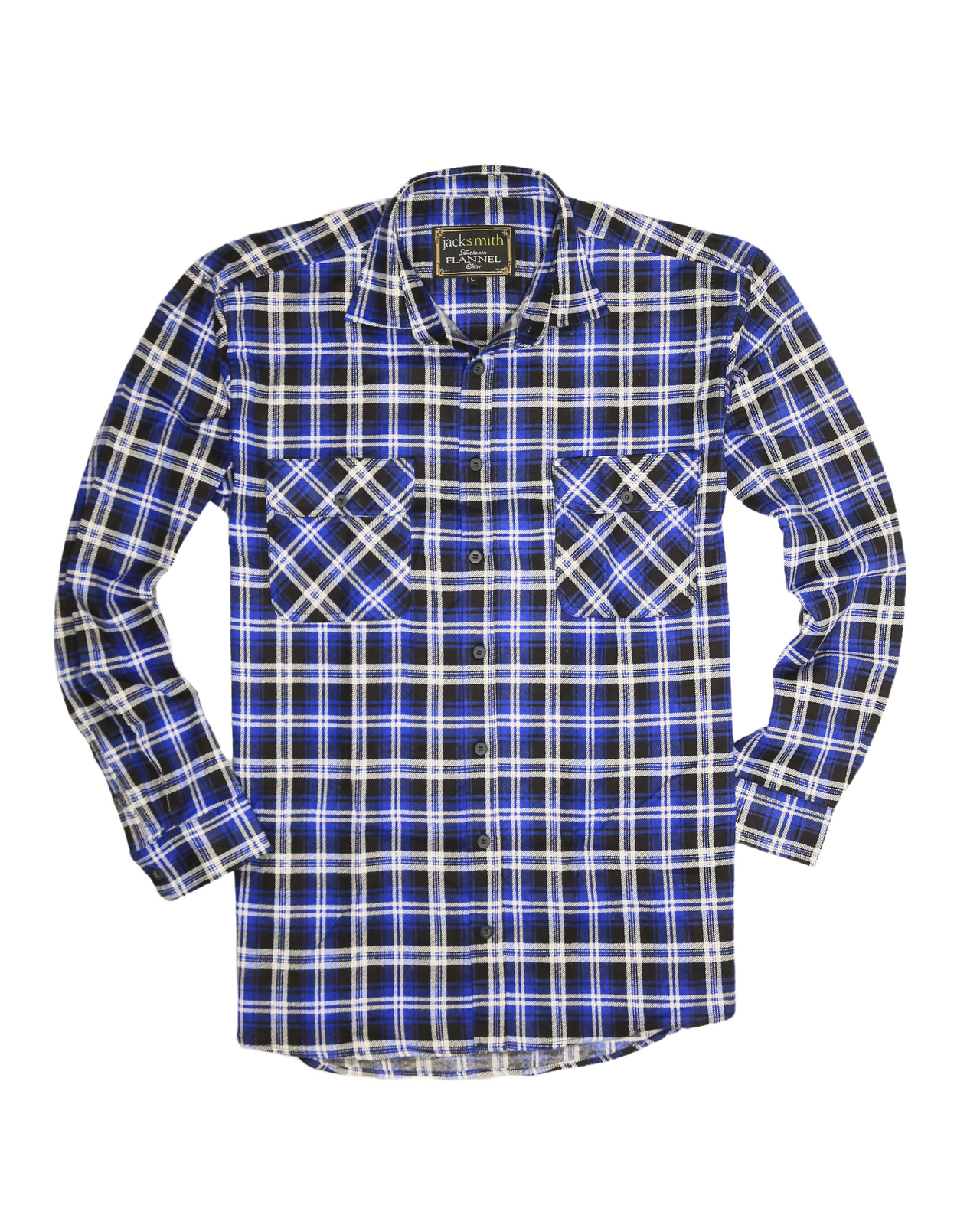 Mens 100% Cotton Flannelette Shirt Long Sleeve Check Authentic Flannel - Denim - XL