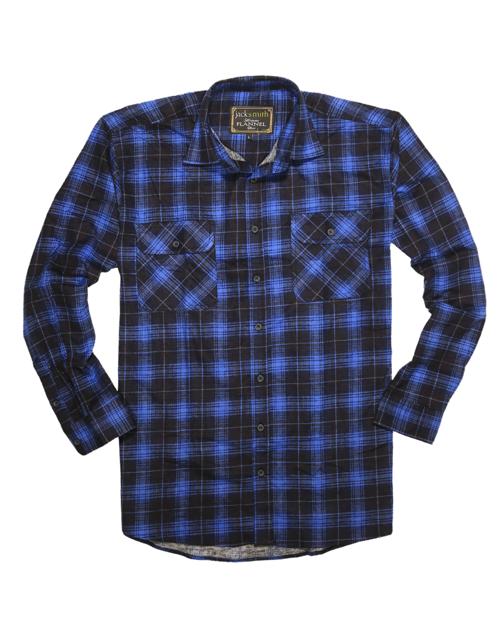 Mens 100% Cotton Flannelette Shirt Long Sleeve Check Authentic Flannel - Blue - 8XL