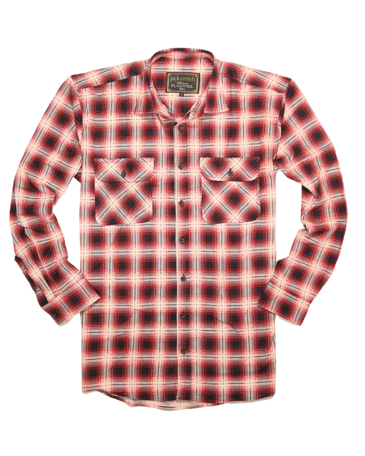 Mens 100% Cotton Flannelette Shirt Long Sleeve Check Authentic Flannel - Red/Navy - 4XL